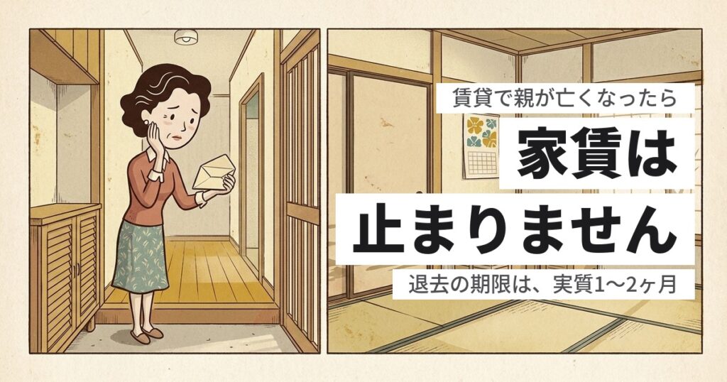 賃貸で親が死亡したら退去はいつまで？家賃が止まらない理由と片付けの順番