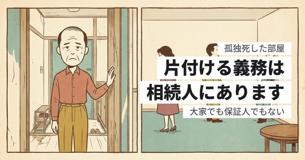 孤独死した部屋の片付けは誰がやる？相続人・大家・保証人の責任の分かれ目