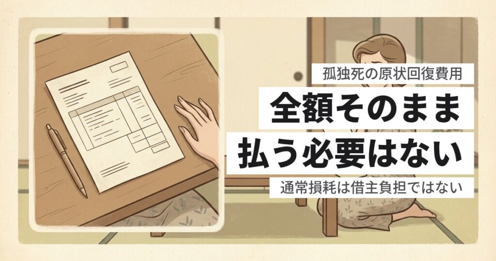 孤独死の原状回復費用は誰が払う？相続人・保証人・保険の負担範囲