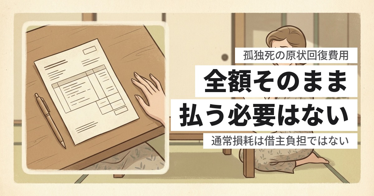 孤独死の原状回復費用は誰が払う?相続人・保証人・保険の負担範囲