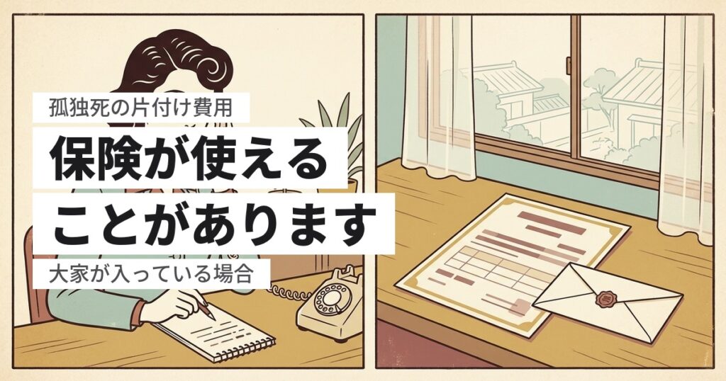 孤独死の少額短期保険は片付け費用に使えるか？補償される範囲と確認の順番