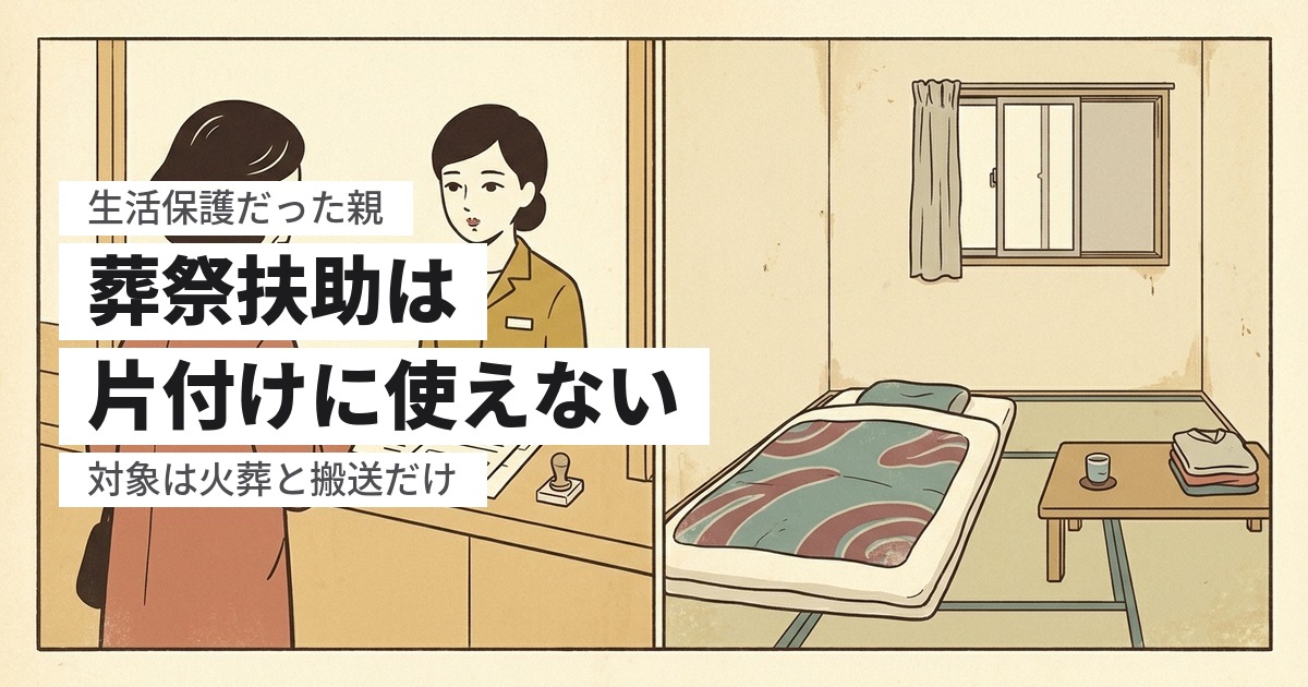 生活保護を受けていた親が死亡、部屋の片付け費用は誰が払う？扶助の範囲と現実