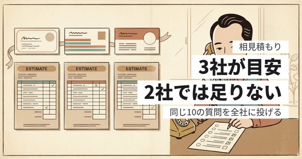 遺品整理の相見積もりは何社とるべき？3社が目安な理由と、聞くべき質問