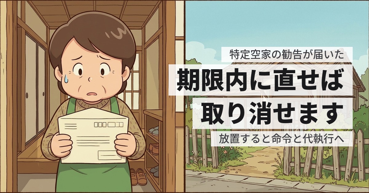 特定空家の勧告が来たらどうする?期限と、そのあとに起きること