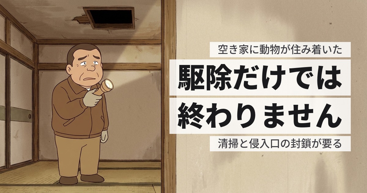 空き家に動物が住み着いた｜駆除費用と、そのあとに必要になること