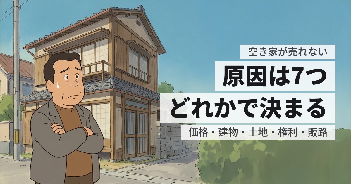 空き家が売れないときどうすればいい?7つの原因と、それぞれの外し方