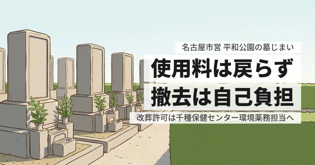 名古屋市営 平和公園の墓じまい費用と返還手続き、原状回復の範囲