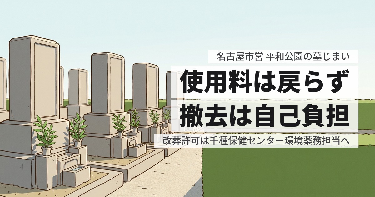 名古屋市営 平和公園の墓じまい費用と返還手続き、原状回復の範囲