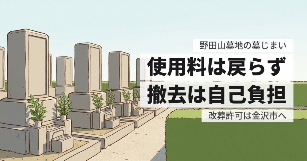 野田山墓地の墓じまい費用と返還手続き、原状回復の範囲