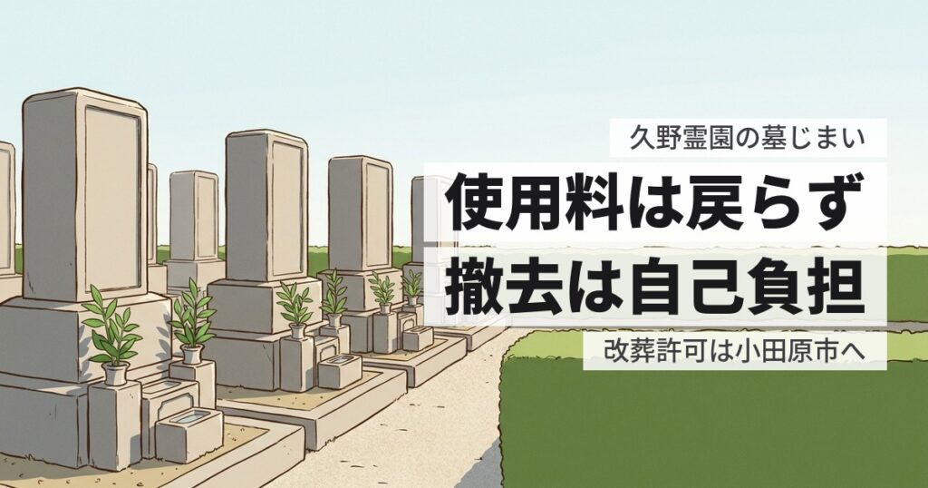 久野霊園の墓じまい費用と返還手続き、原状回復の範囲