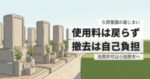 久野霊園の墓じまい費用と返還手続き、原状回復の範囲