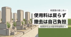 南霊園の墓じまい費用と返還手続き、原状回復の範囲