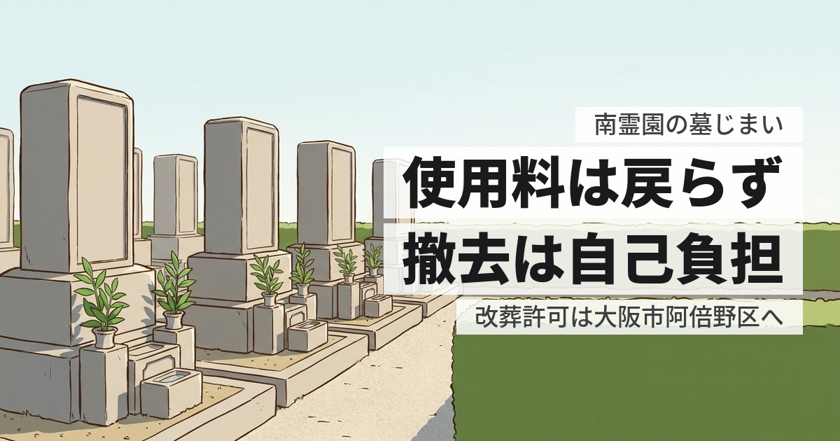 南霊園の墓じまい費用と返還手続き、原状回復の範囲