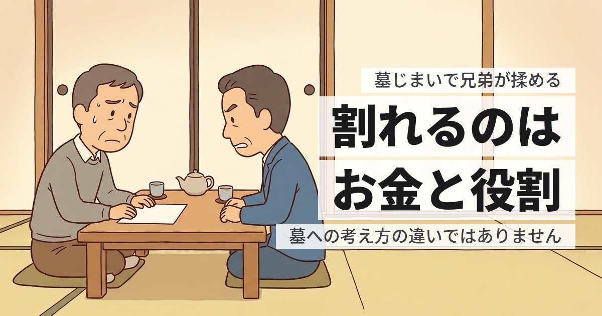墓じまいで兄弟とトラブルになる原因は?お金と役割で割れます