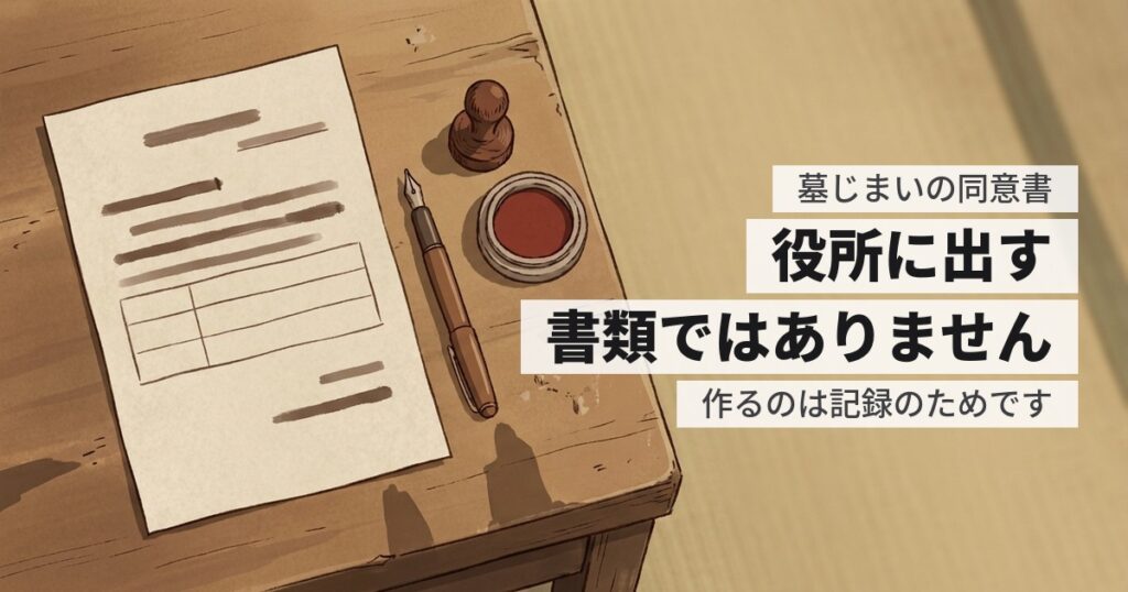 墓じまいの同意書の書き方。役所に出す書類ではありません